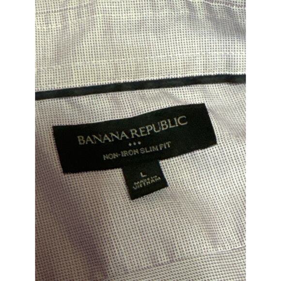 Banana Republic Men's Purple Non Iron Slim Fit Long Sleeve Button Down Shirt L - Picture 3 of 4